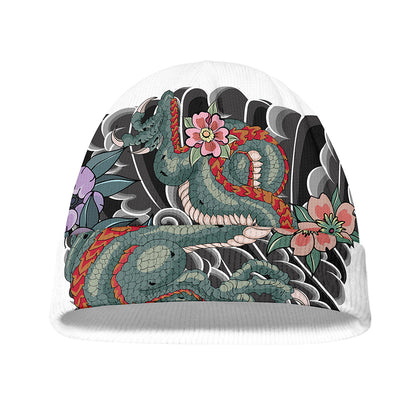 Green Japanese Dragon Tattoo Print Beanie