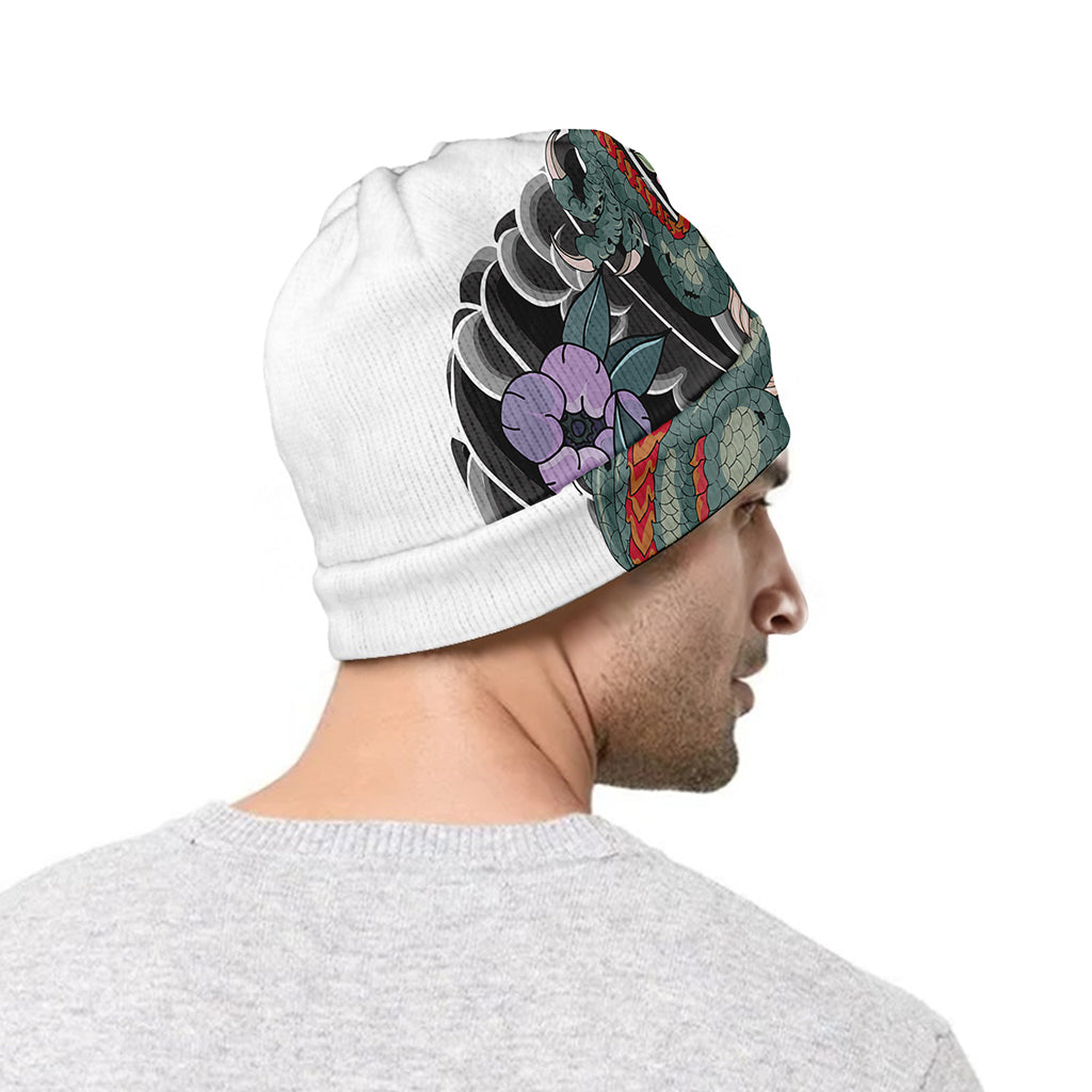 Green Japanese Dragon Tattoo Print Beanie