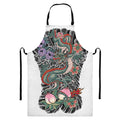 Green Japanese Dragon Tattoo Print Bib Apron With Pocket