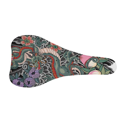 Green Japanese Dragon Tattoo Print Bicycle Seat Cover