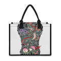 Green Japanese Dragon Tattoo Print Canvas Tote Bag