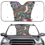 Green Japanese Dragon Tattoo Print Car Windshield Sun Shade