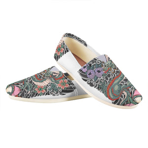 Green Japanese Dragon Tattoo Print Casual Shoes