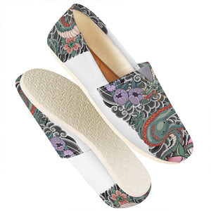 Green Japanese Dragon Tattoo Print Casual Shoes