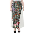 Green Japanese Dragon Tattoo Print Chiffon Maxi Skirt