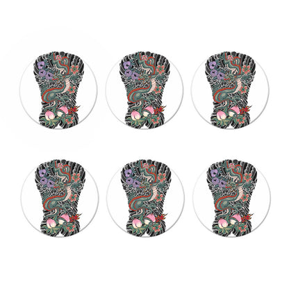 Green Japanese Dragon Tattoo Print Coaster Set