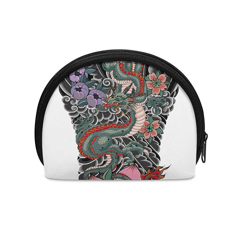 Green Japanese Dragon Tattoo Print Coin Purse