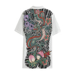 Green Japanese Dragon Tattoo Print Cotton Hawaiian Shirt