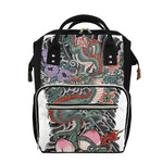 Green Japanese Dragon Tattoo Print Diaper Bag