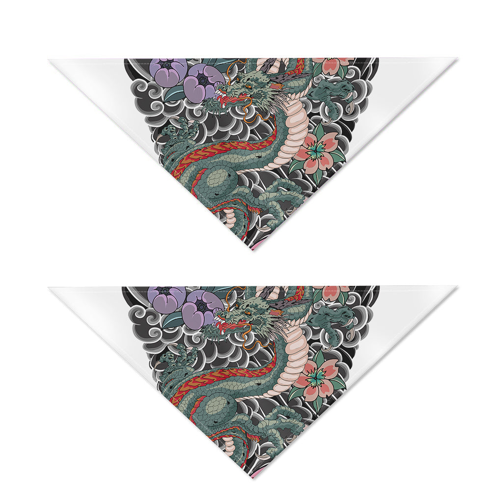 Green Japanese Dragon Tattoo Print Dog Bandana