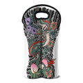 Green Japanese Dragon Tattoo Print Double Neoprene Wine Tote
