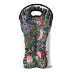 Green Japanese Dragon Tattoo Print Double Neoprene Wine Tote