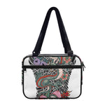Green Japanese Dragon Tattoo Print Double Strap Bible Bag