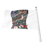 Green Japanese Dragon Tattoo Print Flag