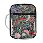 Green Japanese Dragon Tattoo Print Front Pocket Bible Bag