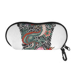 Green Japanese Dragon Tattoo Print Glasses Case
