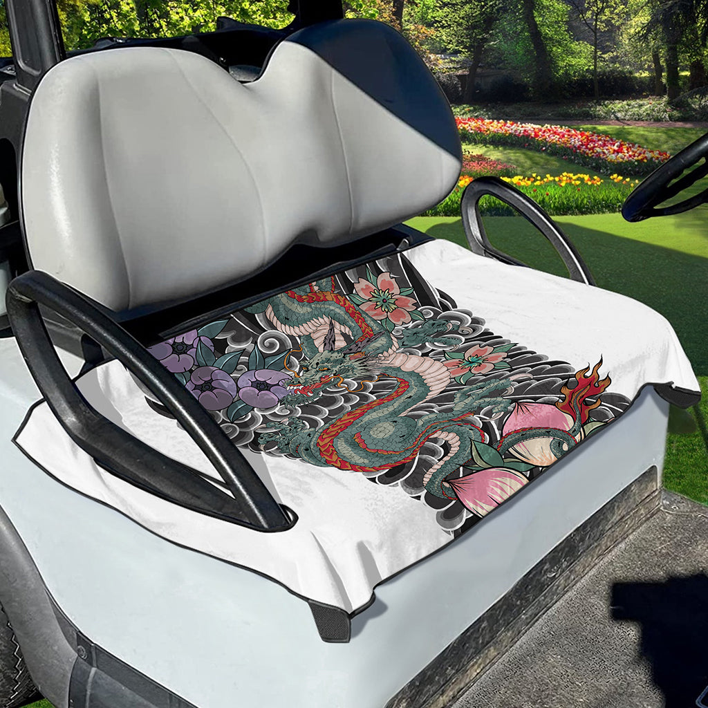Green Japanese Dragon Tattoo Print Golf Cart Seat Cover