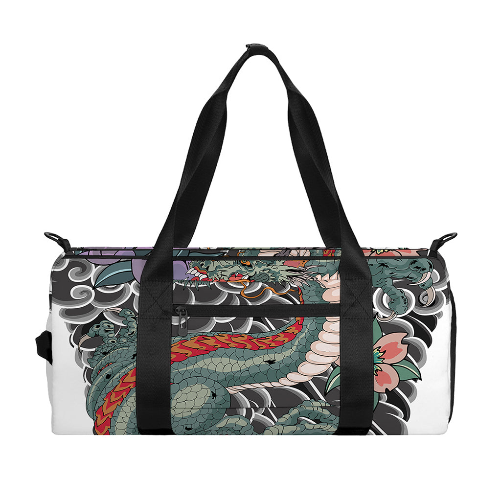 Green Japanese Dragon Tattoo Print Gym Bag