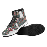 Green Japanese Dragon Tattoo Print High Top Leather Sneakers