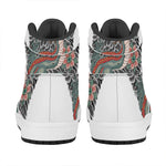 Green Japanese Dragon Tattoo Print High Top Leather Sneakers