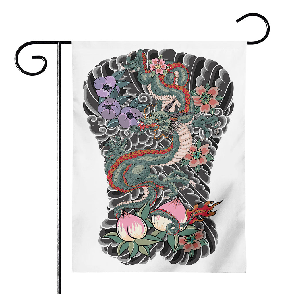 Green Japanese Dragon Tattoo Print House Flag