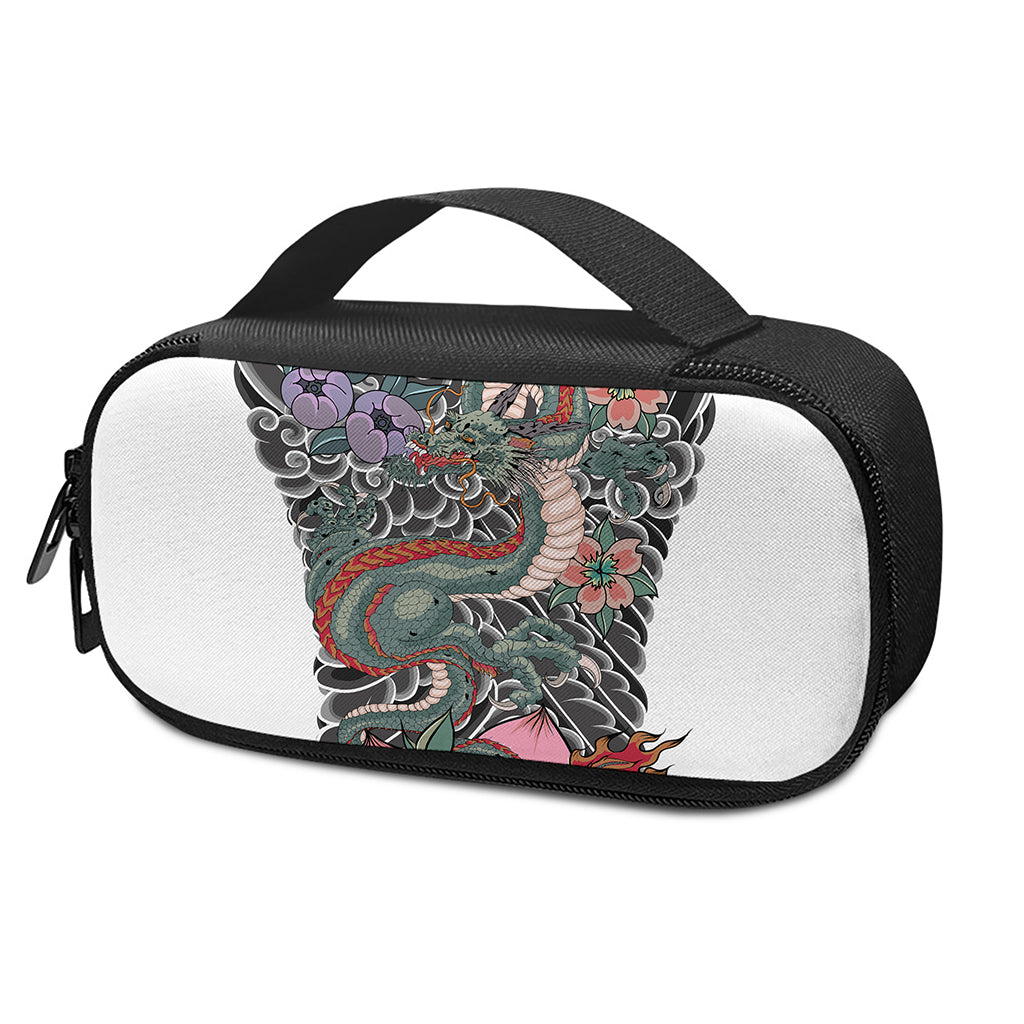 Green Japanese Dragon Tattoo Print Insulin Cooler Travel Case