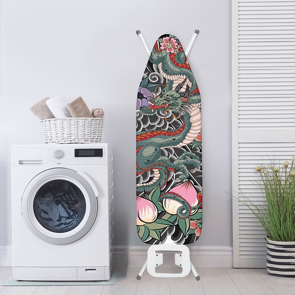 Green Japanese Dragon Tattoo Print Ironing Board Cover