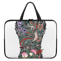 Green Japanese Dragon Tattoo Print Laptop Sleeve With Handle