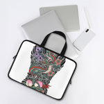 Green Japanese Dragon Tattoo Print Laptop Sleeve With Handle