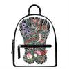 Green Japanese Dragon Tattoo Print Leather Backpack