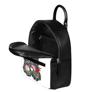 Green Japanese Dragon Tattoo Print Leather Backpack