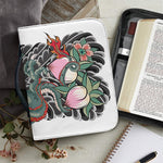 Green Japanese Dragon Tattoo Print Leather Bible Cover