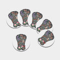 Green Japanese Dragon Tattoo Print Leather Coaster Set