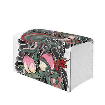 Green Japanese Dragon Tattoo Print Leather Tissue Box Cover