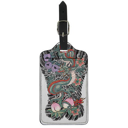 Green Japanese Dragon Tattoo Print Luggage Tag
