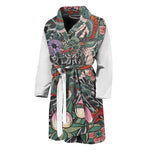 Green Japanese Dragon Tattoo Print Men's Bathrobe