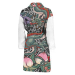 Green Japanese Dragon Tattoo Print Men's Bathrobe