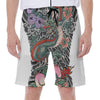 Green Japanese Dragon Tattoo Print Men's Beach Shorts