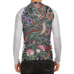 Green Japanese Dragon Tattoo Print Men's Long Sleeve Rash Guard