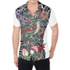 Green Japanese Dragon Tattoo Print Men's Shirt