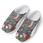 Green Japanese Dragon Tattoo Print Mesh Casual Shoes