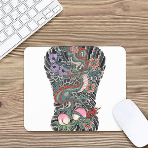 Green Japanese Dragon Tattoo Print Mouse Pad