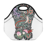 Green Japanese Dragon Tattoo Print Neoprene Lunch Bag