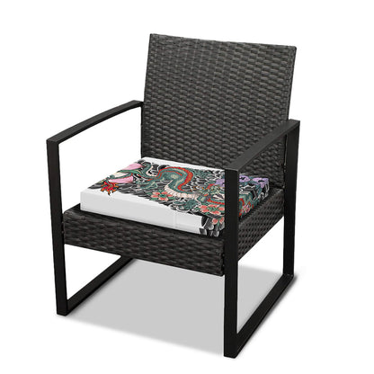 Green Japanese Dragon Tattoo Print Outdoor Seat Cushion Cover