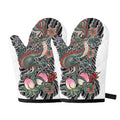 Green Japanese Dragon Tattoo Print Oven Mitts