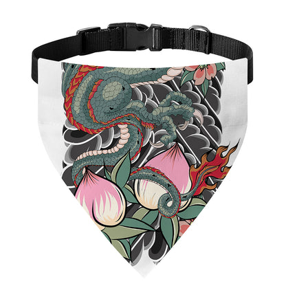 Green Japanese Dragon Tattoo Print Over The Collar Dog Bandana