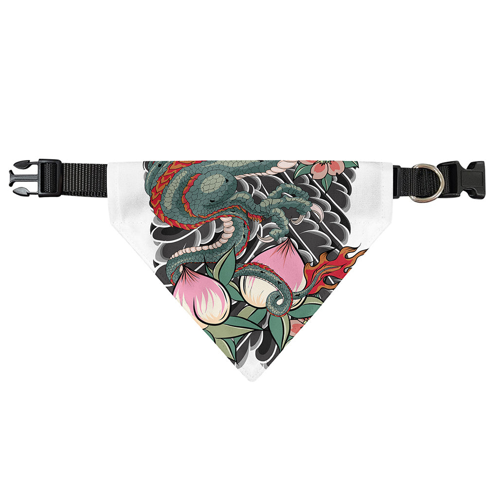 Green Japanese Dragon Tattoo Print Over The Collar Dog Bandana