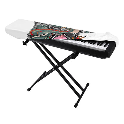 Green Japanese Dragon Tattoo Print Piano Keyboard Cover