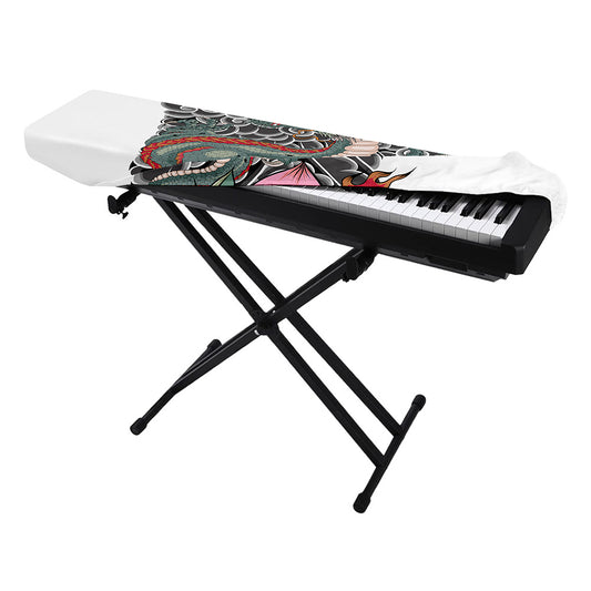 Green Japanese Dragon Tattoo Print Piano Keyboard Cover