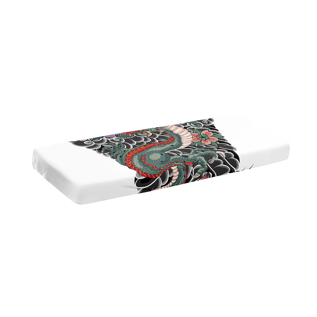 Green Japanese Dragon Tattoo Print Piano Keyboard Cover